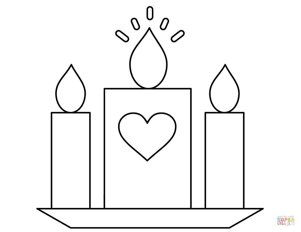 Valentines day love candle coloring page free printable coloring pages