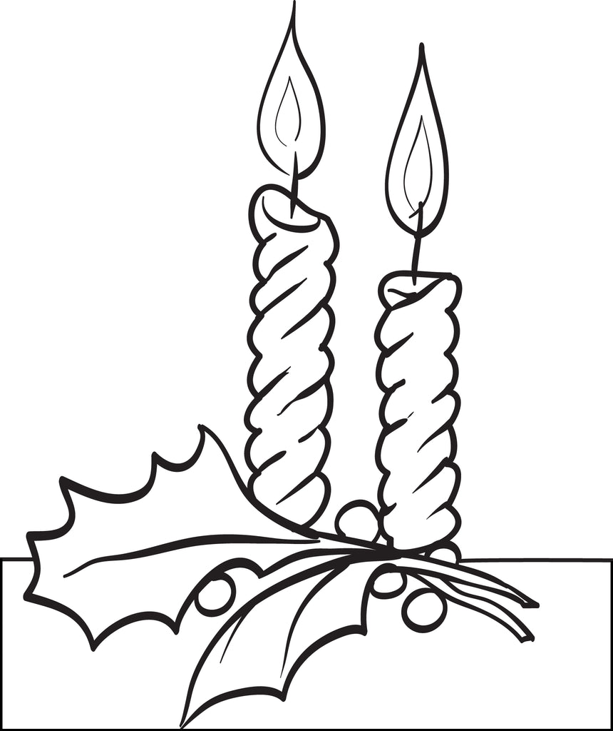 Printable christmas candles coloring page for kids â