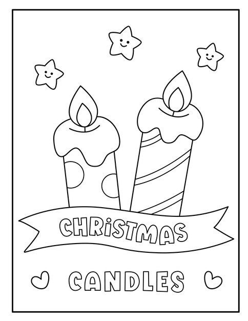 Premium vector christmas candles coloring page for kids