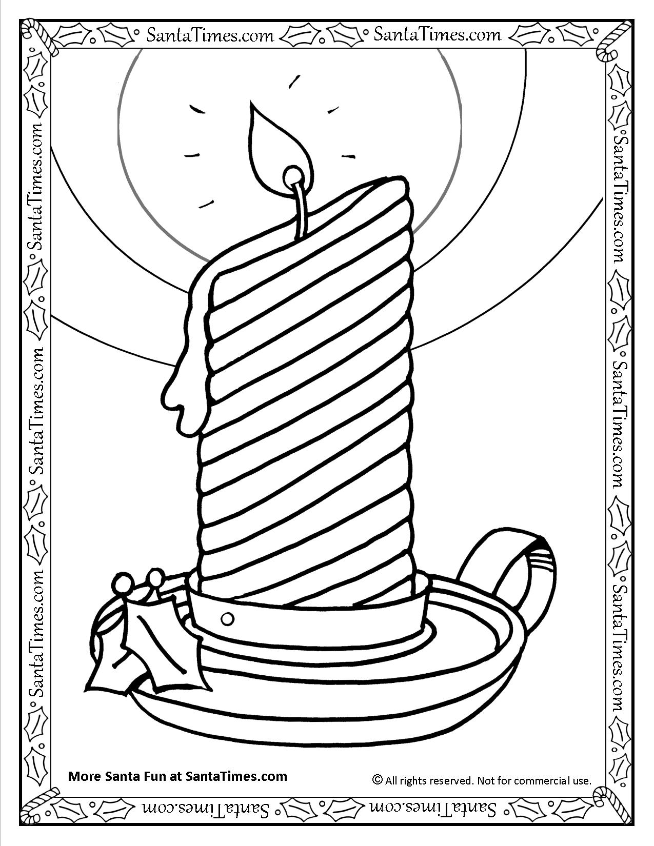 Holiday candle printable coloring page