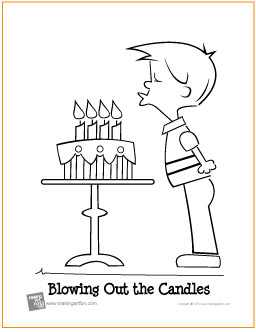 Blowing out the candles birthday free printable coloring page