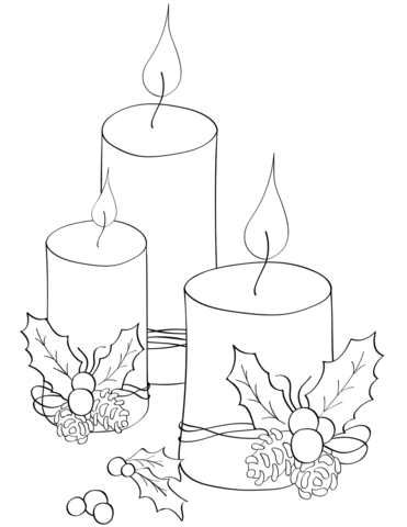 Christmas candles coloring page free printable coloring pages