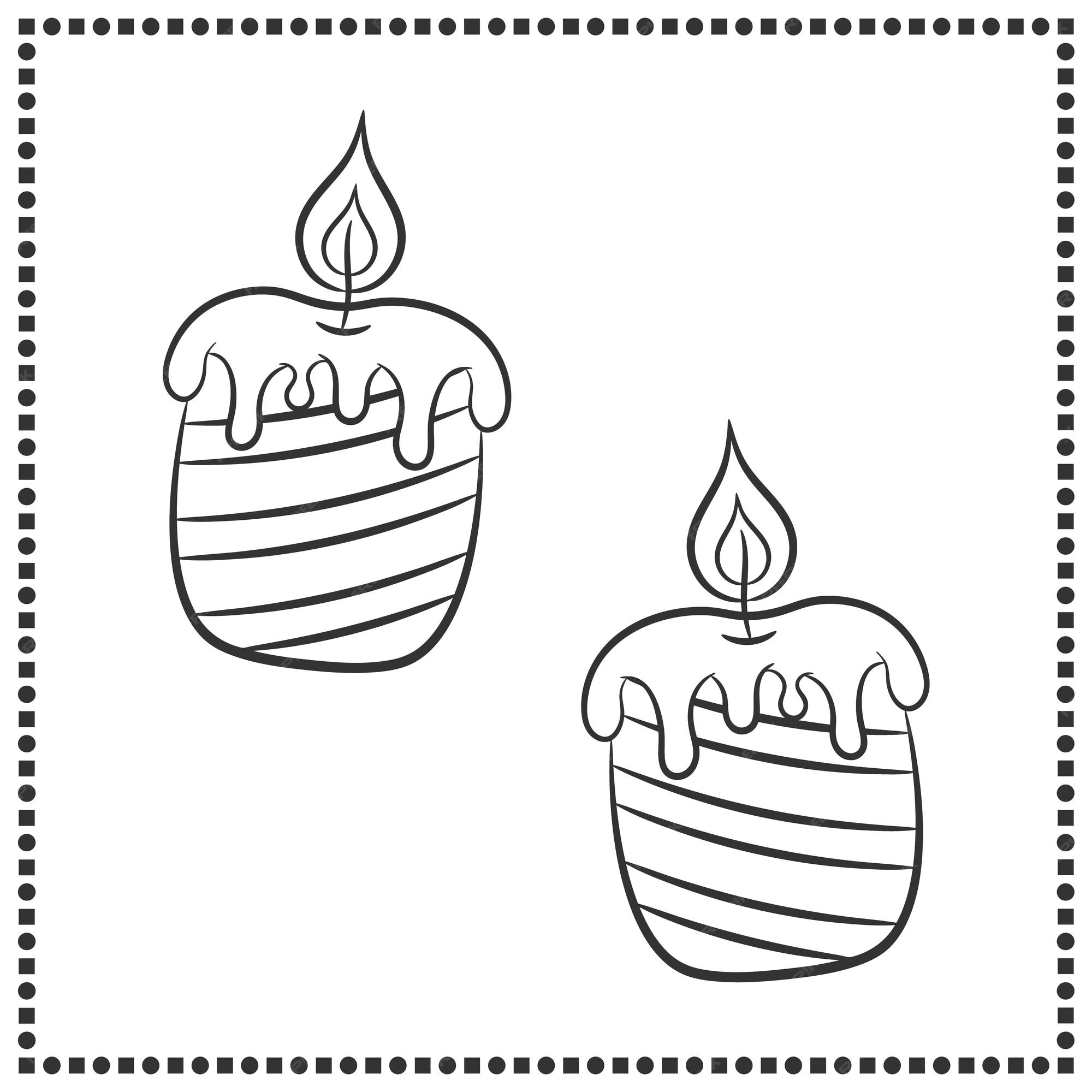 Premium vector printable cute drawing candle sketch for coloring