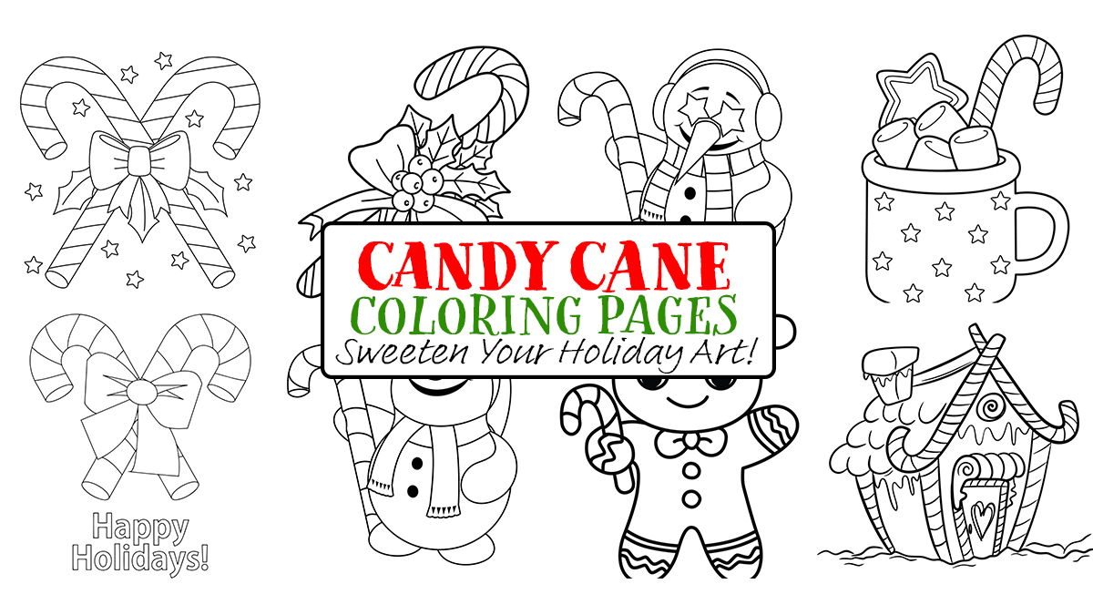 Free printable candy cane coloring pages for kids