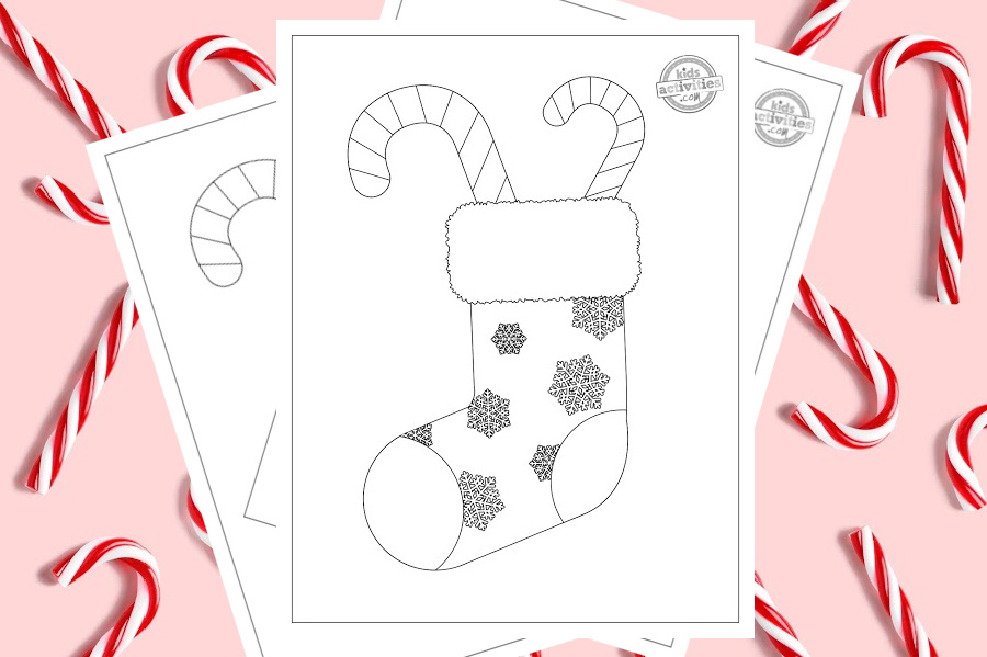 Christmas candy cane coloring page for kids free printable