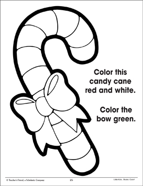 Candy cane and bow using two colors printable coloring pages