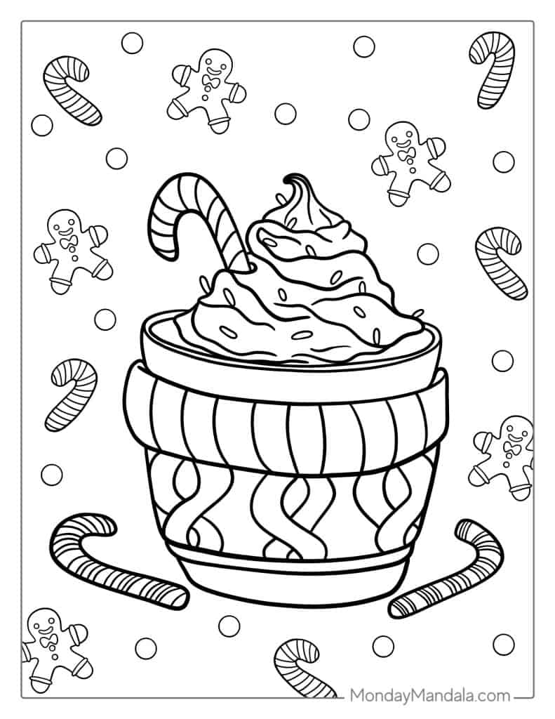 Candy cane coloring pages free pdf printables