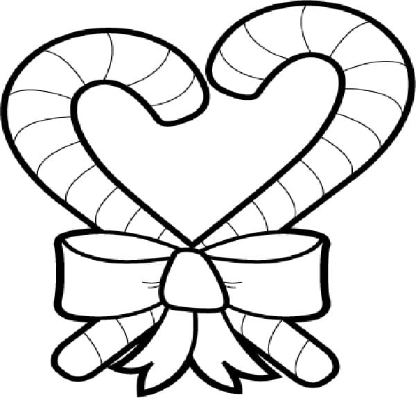 Candy canes wth bow coloring page