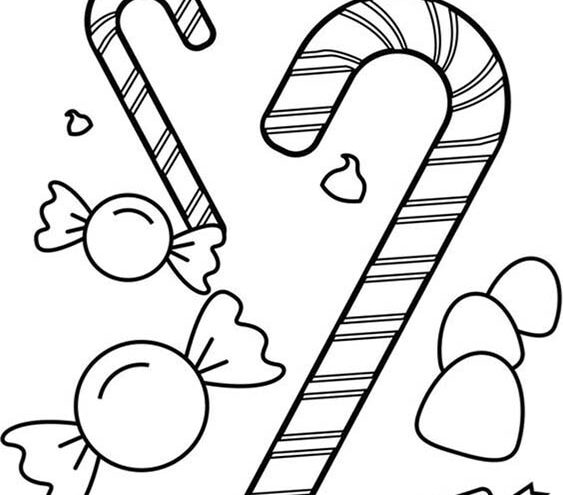 Free easy to print candy cane coloring pages