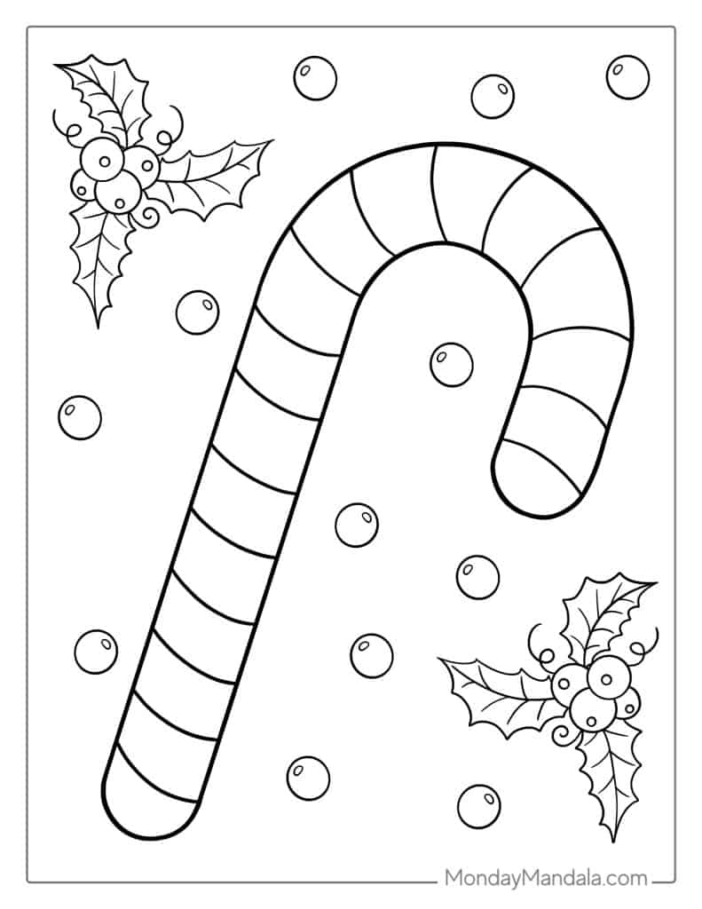 Candy cane coloring pages free pdf printables