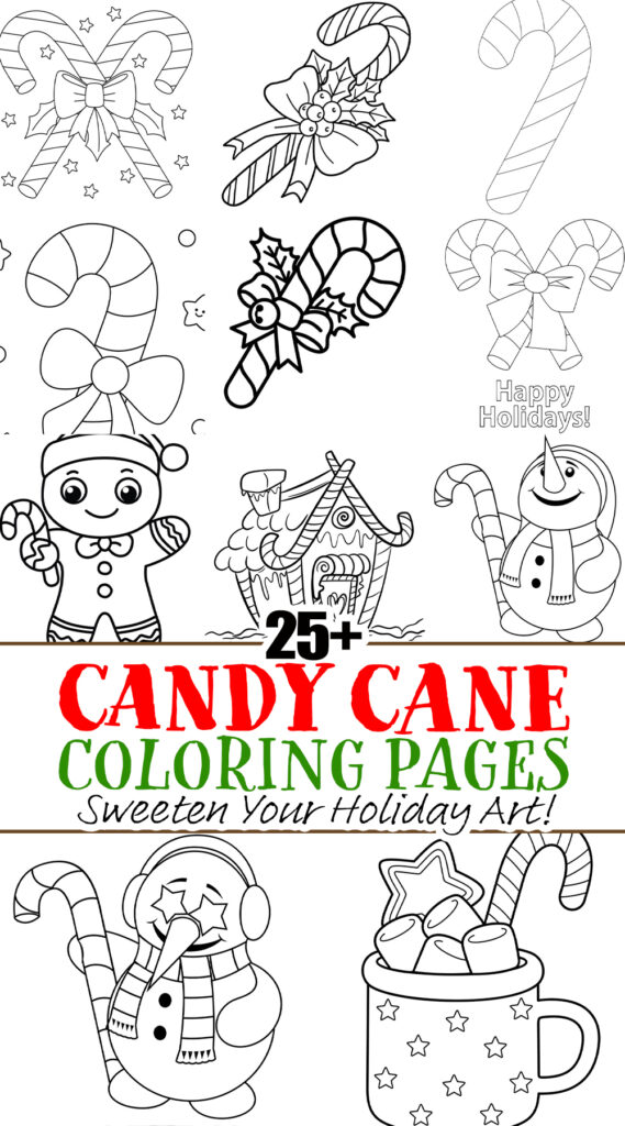 Free printable candy cane coloring pages for kids