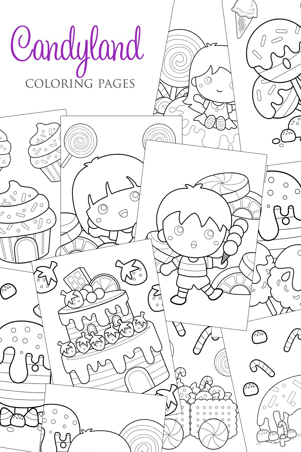 Cute candyland cake and kids coloring a for kids adult