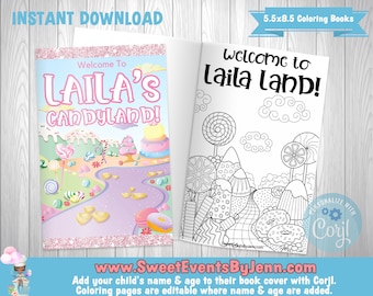 Candy land coloring book printable coloring book instant download corjl editable book cover coloring pages