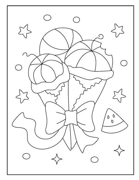 Premium vector cute ice cream coloring pages