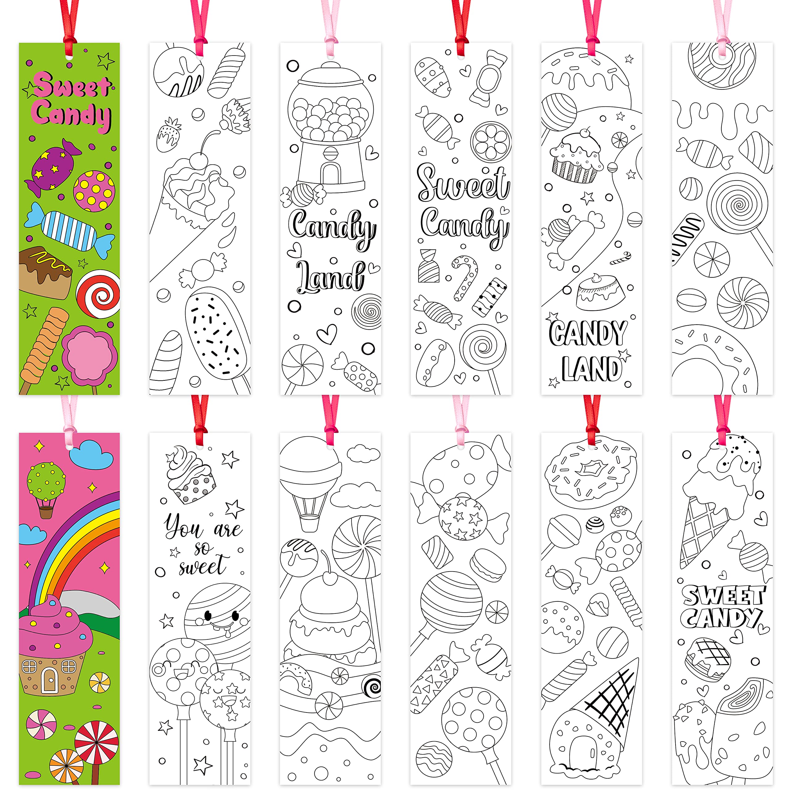 Pcs candyland coloring bookmarks for kids diy coloring paper student book marks color your own bookmarks bulk party supplies birthday gift classroom prizes for boys girls toys games