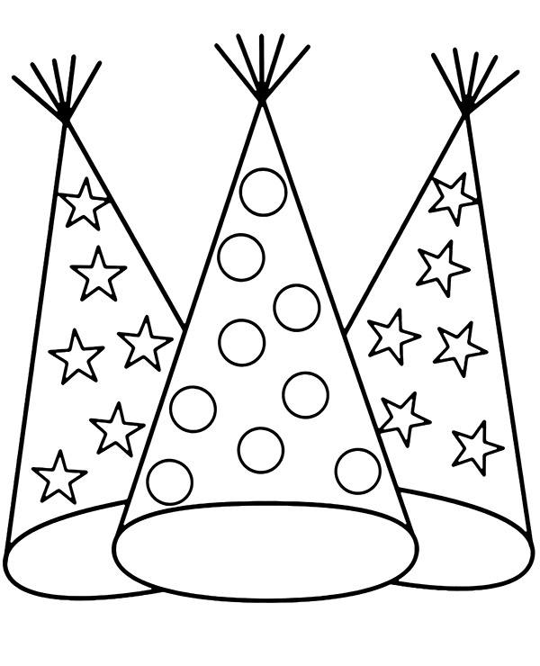 Party hats coloring page caps