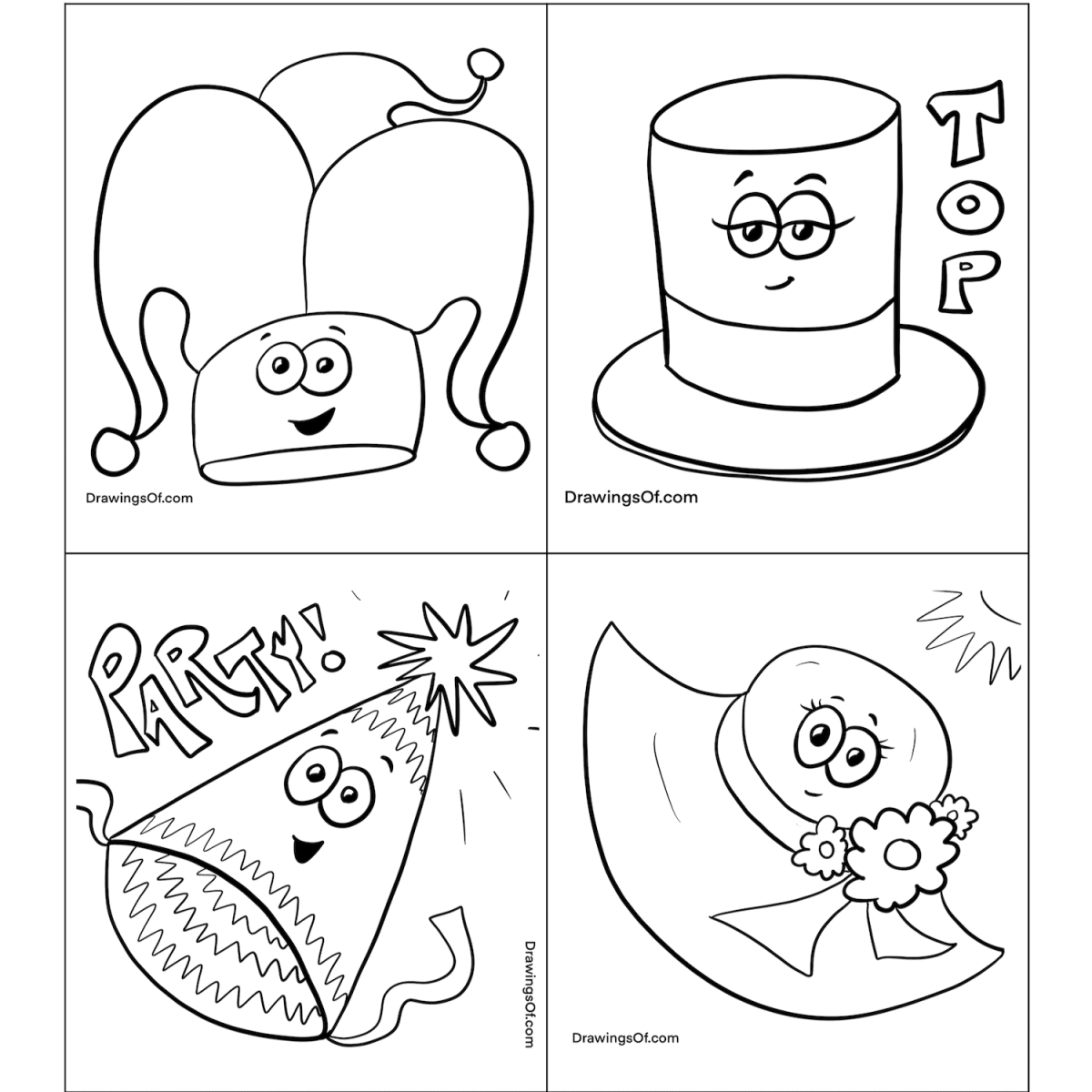 Hat coloring pages free printable sheets for art fun