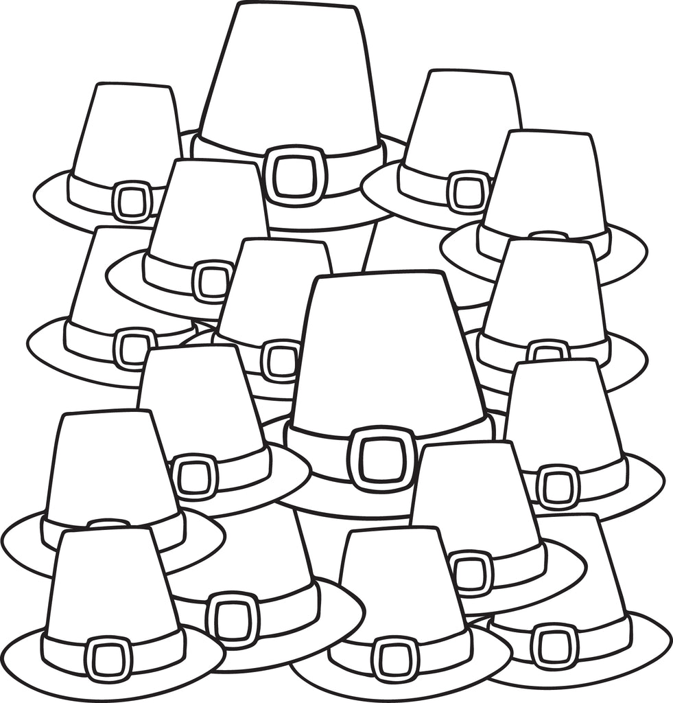 Printable pilgrim hats coloring page for kids