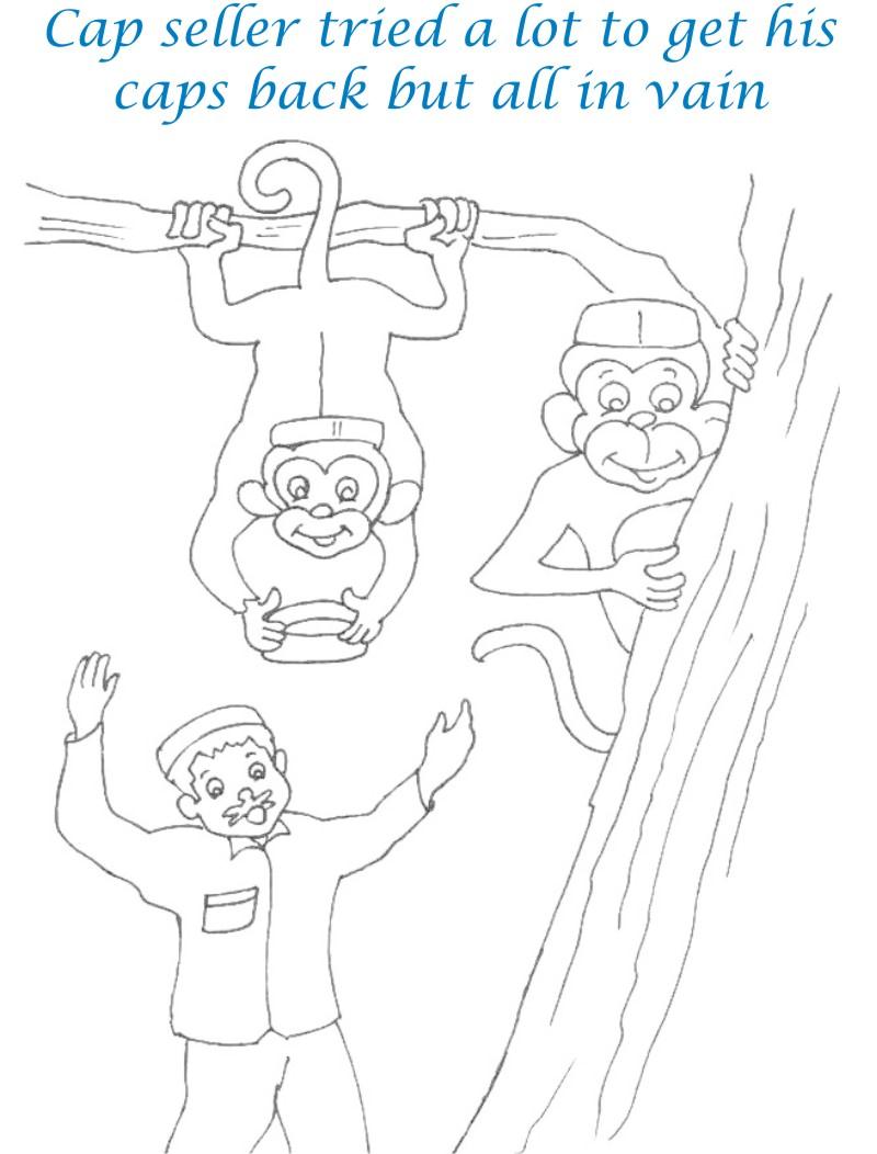 Cap seller story coloring page for kids