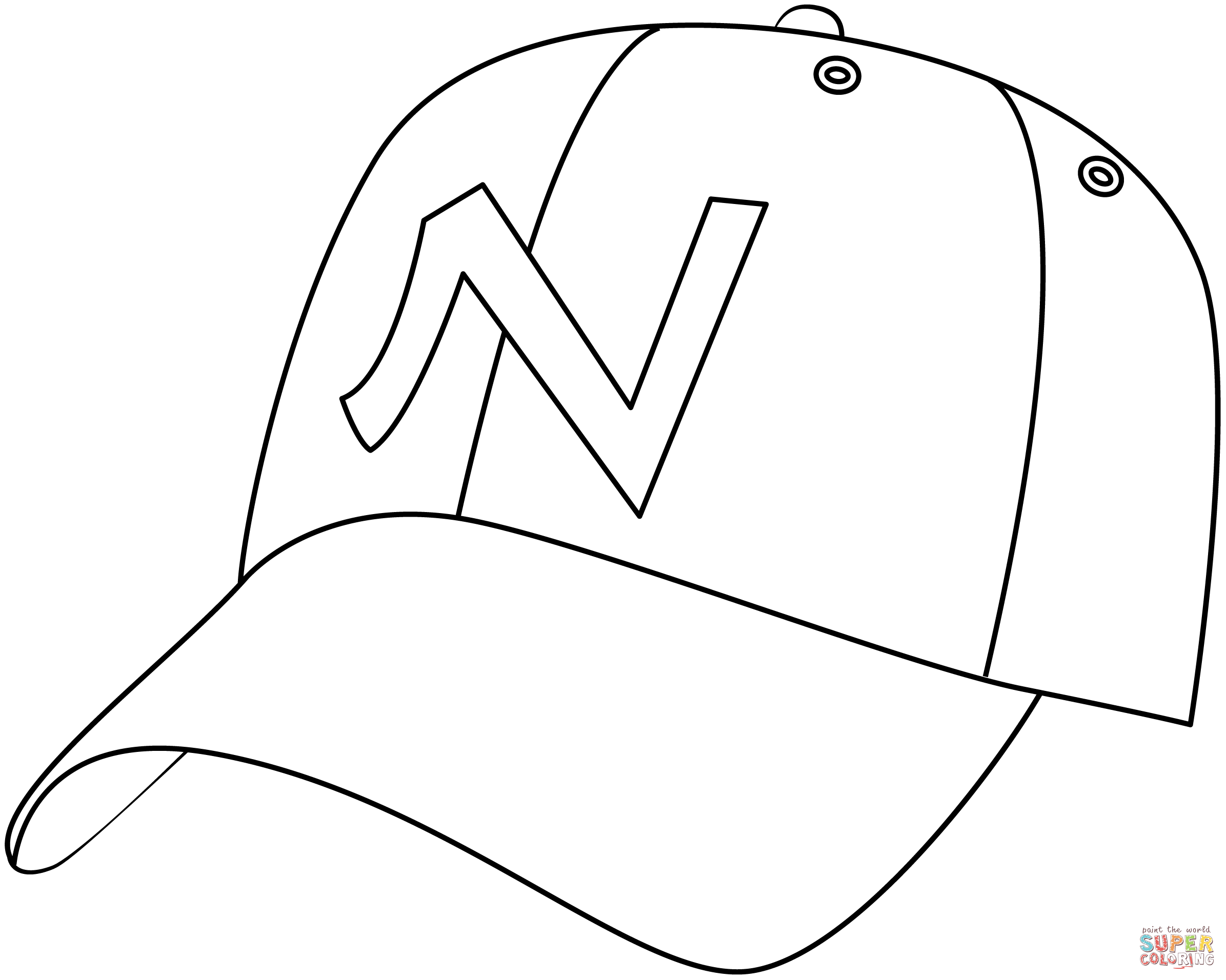 Baseball hat coloring page free printable coloring pages