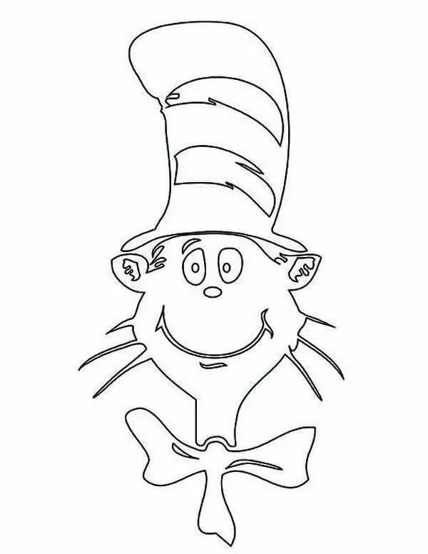 Cute cat with a cap and a bow coloring page