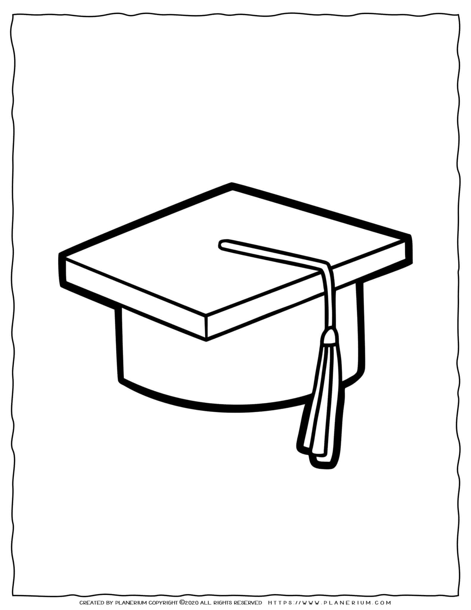 Fun graduation hat coloring page for kids