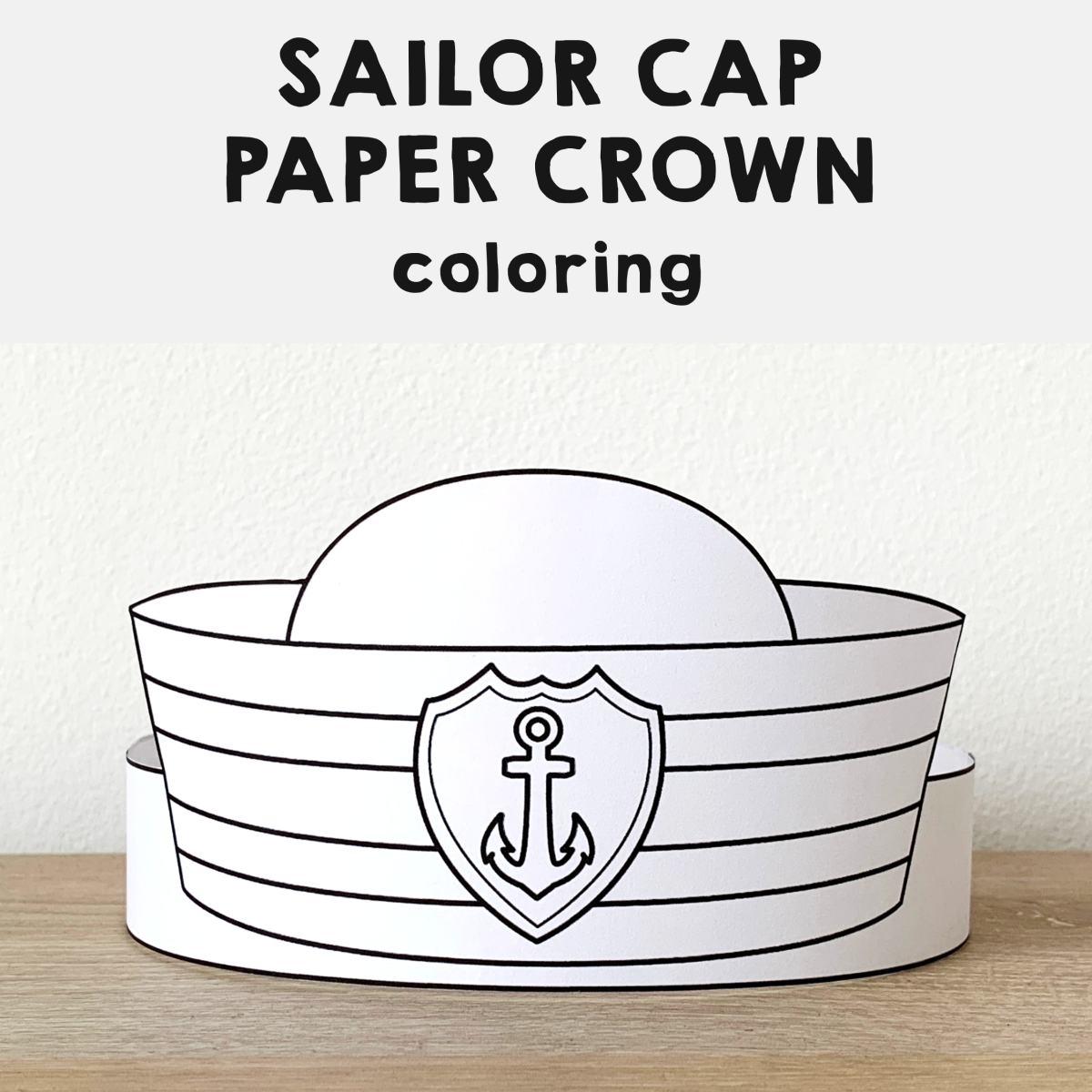 Sailor cap hat paper crown printable coloring craft activity made by teachers