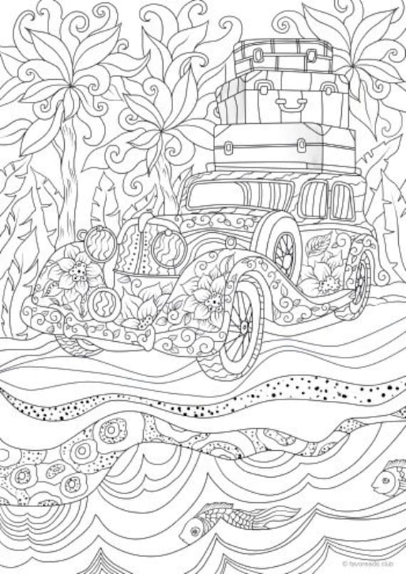 Magic car printable adult coloring page from favoreads coloring book pages for adults and kids coloring sheets colouring designs