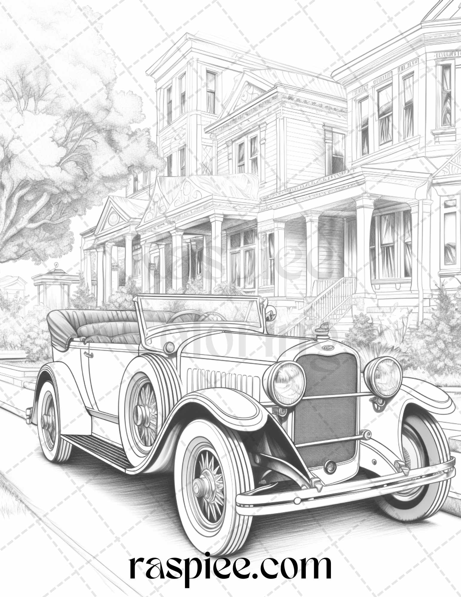 Vintage cars grayscale coloring pages printable for adults pdf fil â coloring