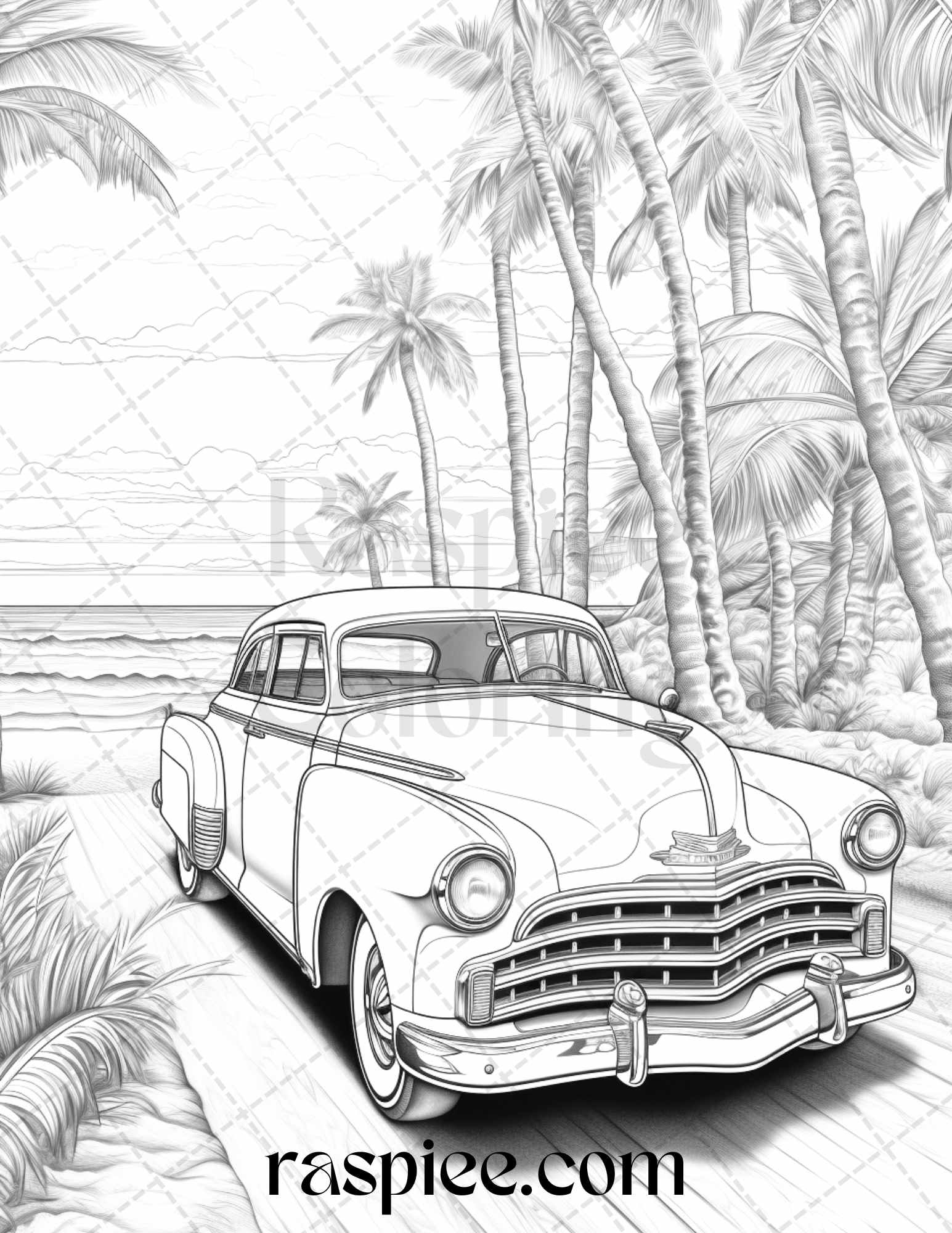 Vintage cars grayscale coloring pages printable for adults pdf fil â coloring