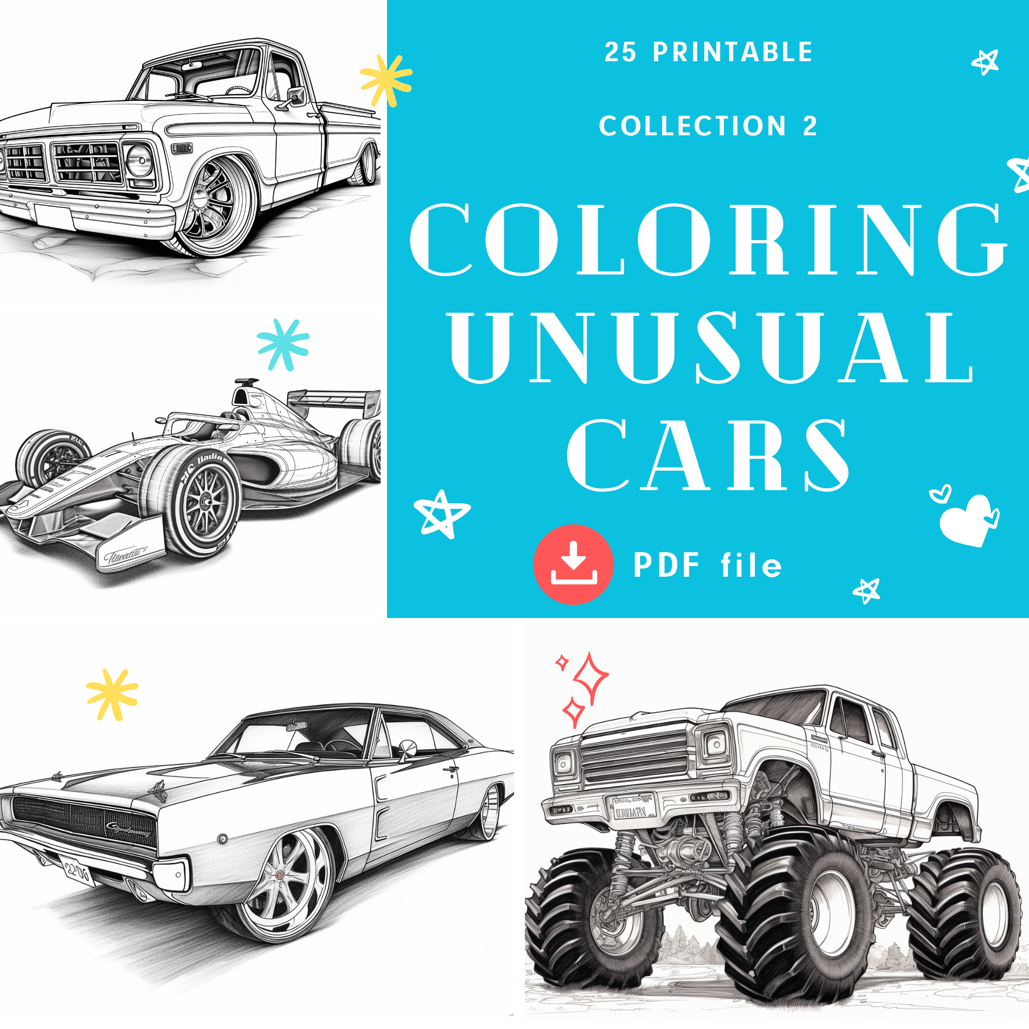 Coloring book for children unusual cars coloring books