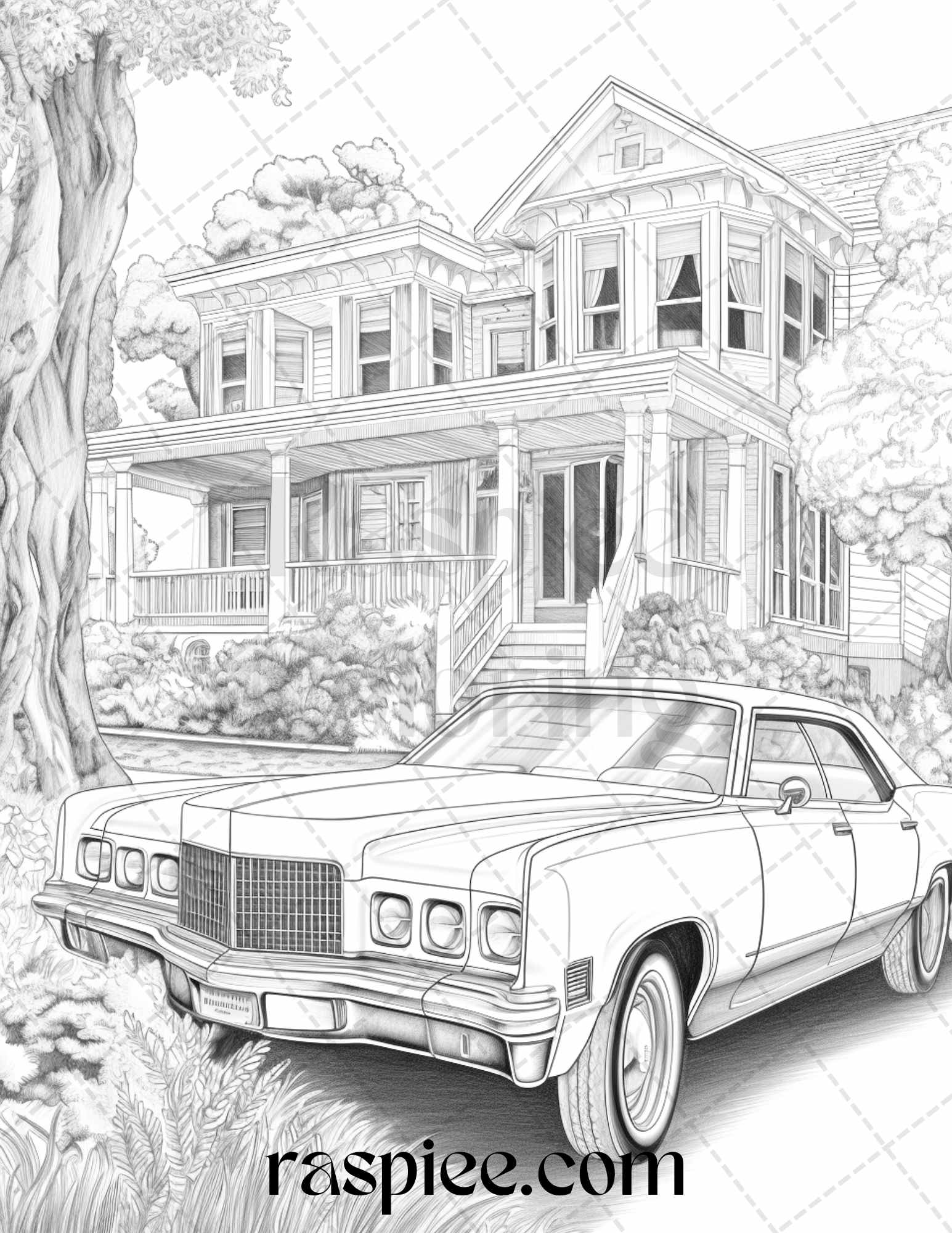 Vintage cars grayscale coloring pages printable for adults pdf fil â coloring