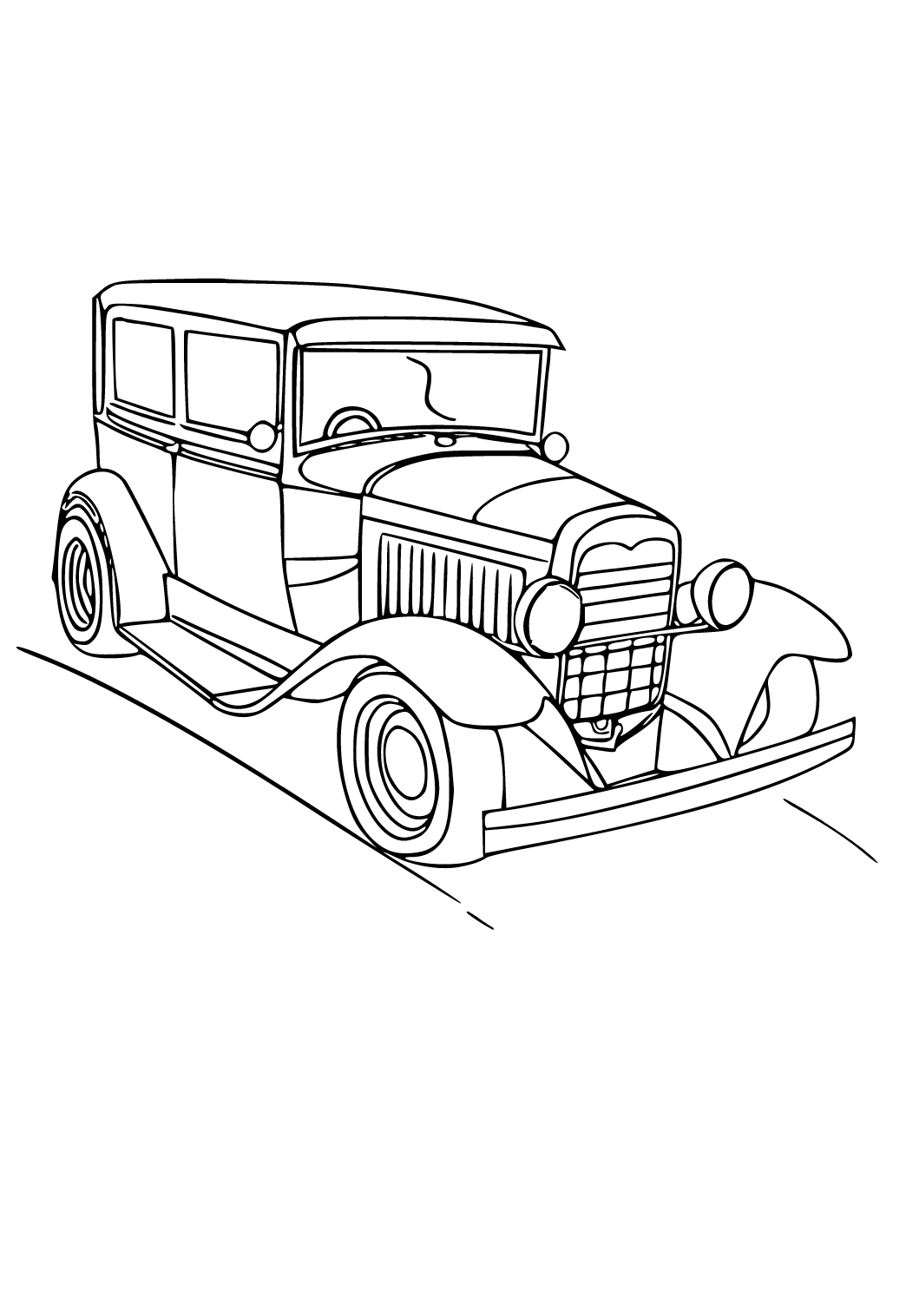 Free printable car retro coloring page for adults and kids