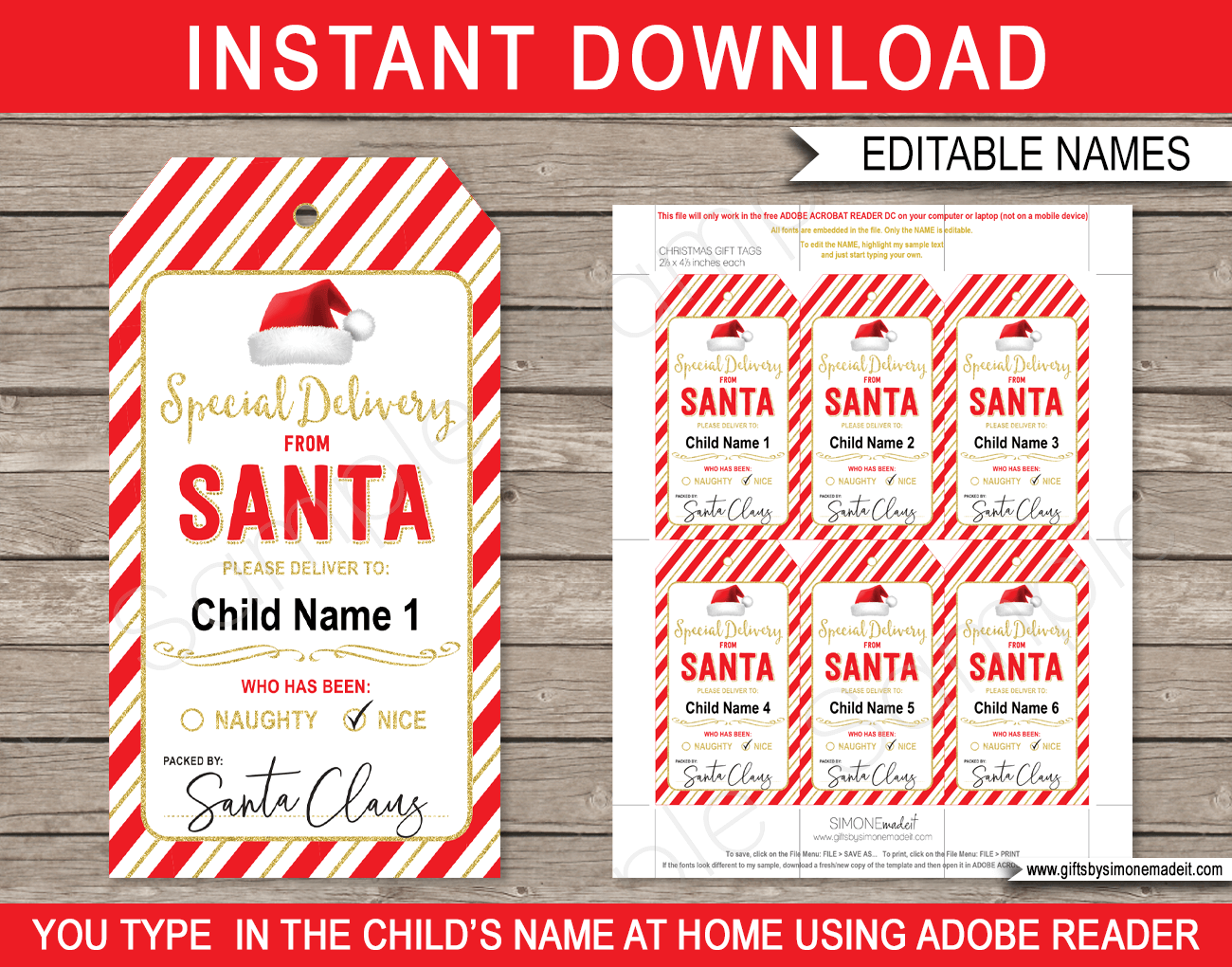 From santa tags printable template special delivery north pole labels