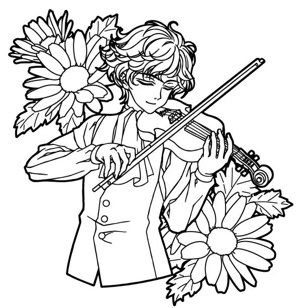 Coloring book for children musical instruments violin stock illustrations royalty