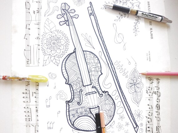 Violin coloring book classic music printable