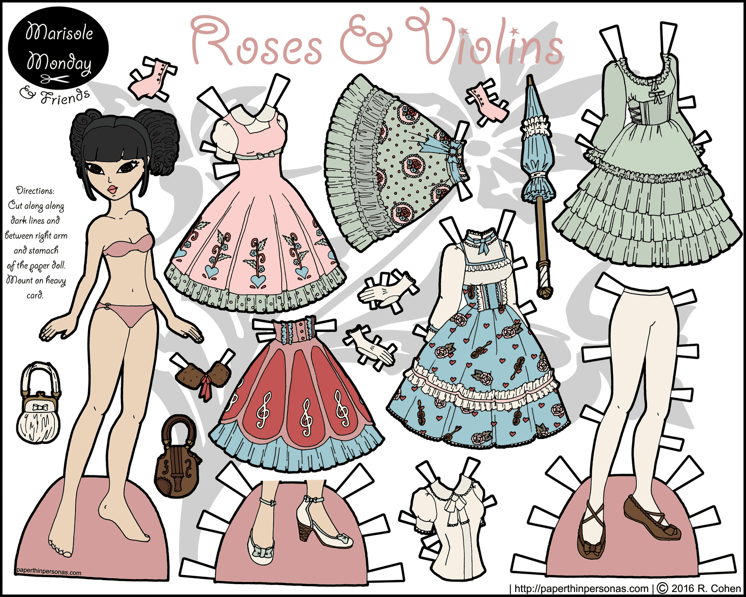 Roses violins a lolita fashion paper doll