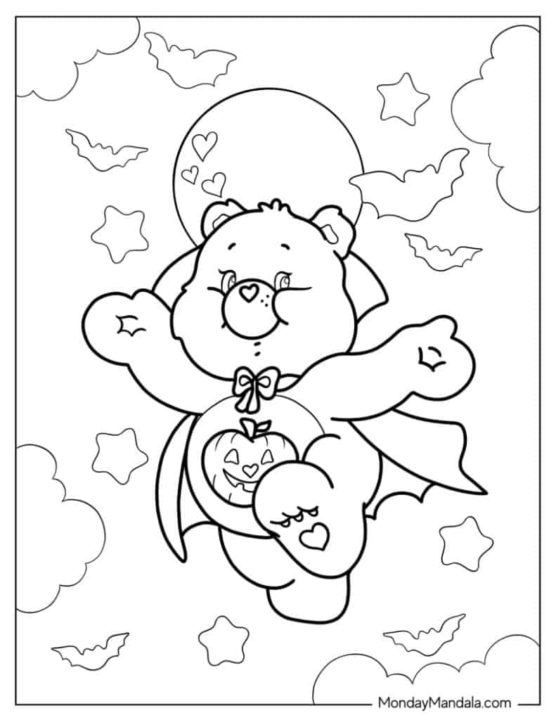 Care bears coloring pages free pdf printables