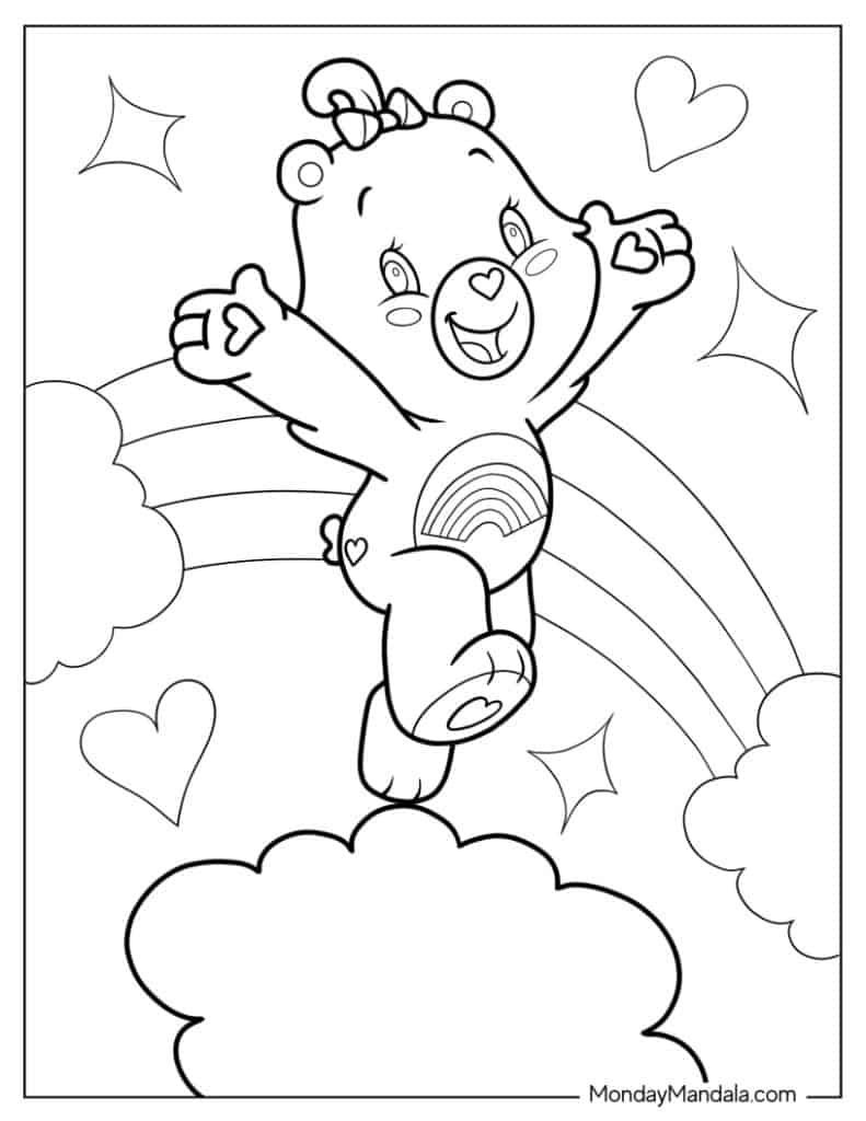 Care bears coloring pages free pdf printables