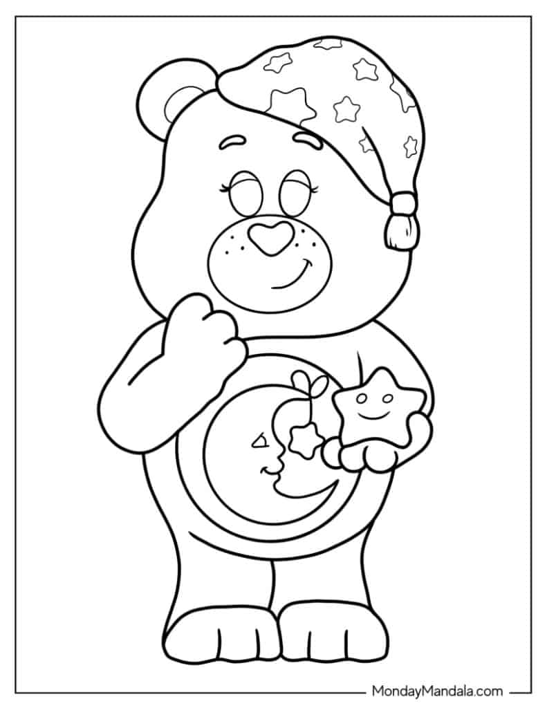 Care bears coloring pages free pdf printables