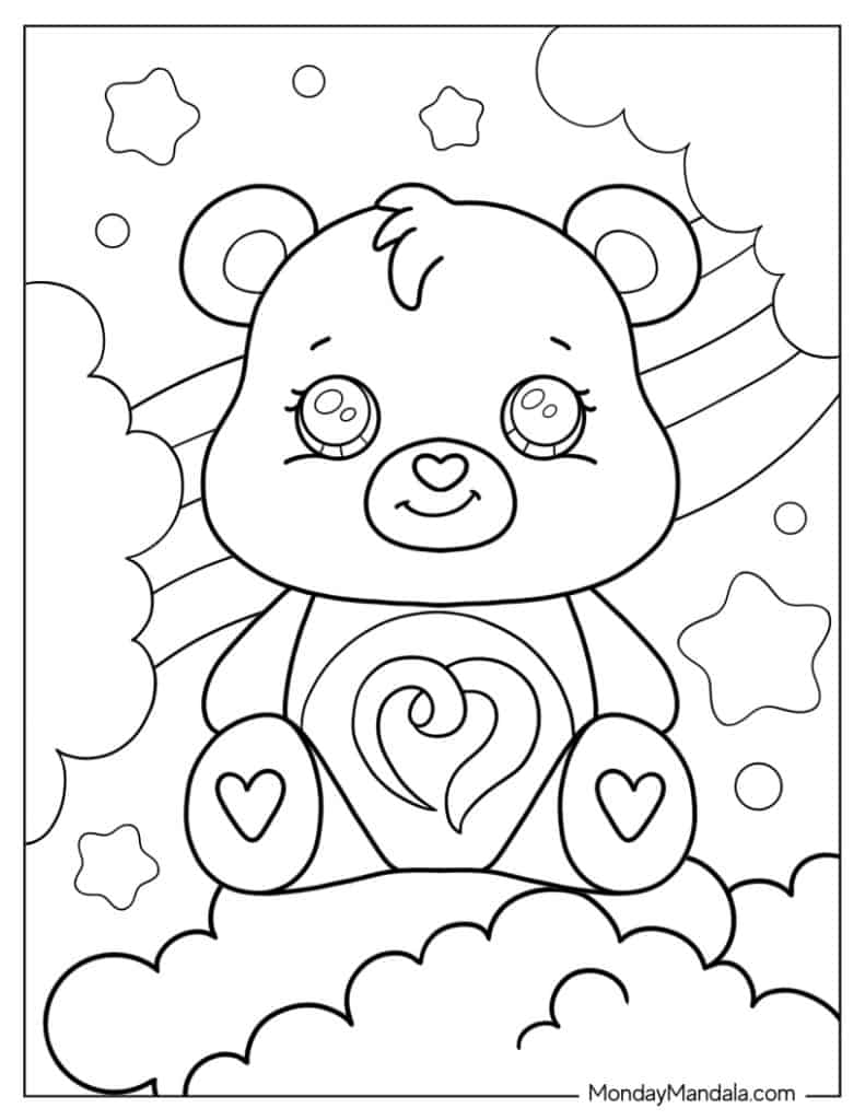 Care bears coloring pages free pdf printables