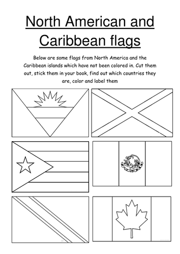 Color and research flags of north america teaching resources