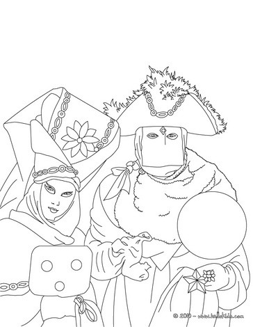 Famous venitian costume for carnival coloring pages