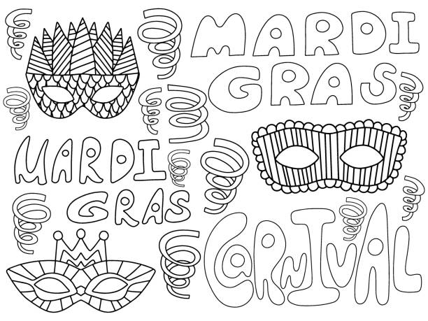 Mardi gras carnival coloring page for kids and adults stock vector illustration stock illustration