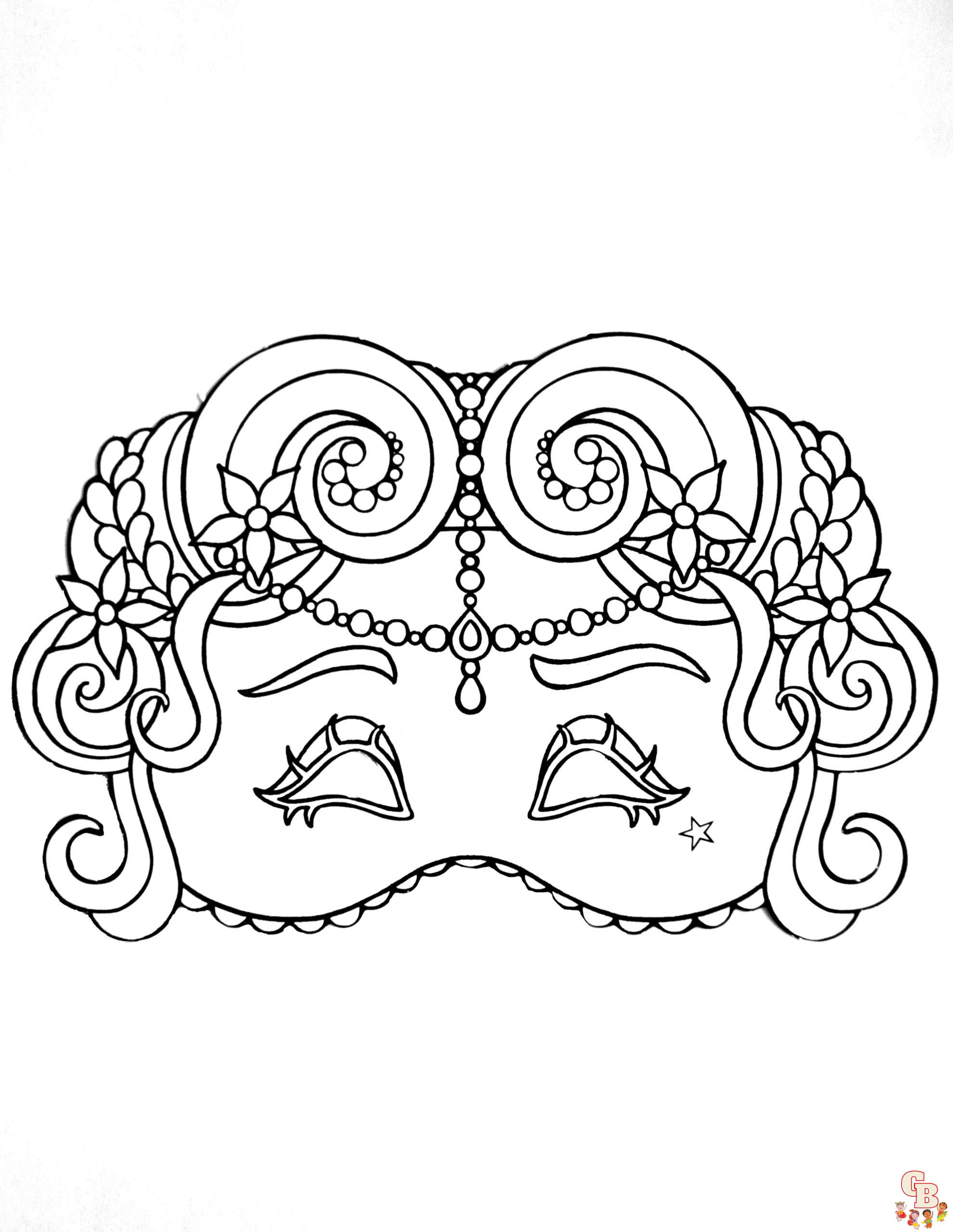 Carnival mask coloring pages free printable