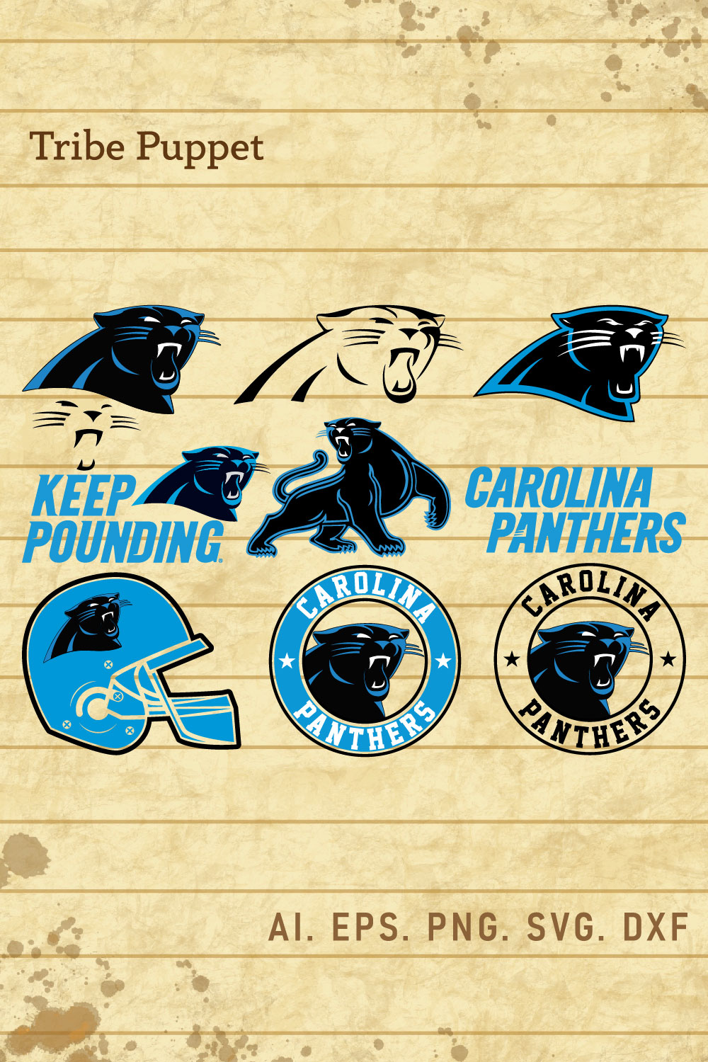 Carolina panthers logo vector set