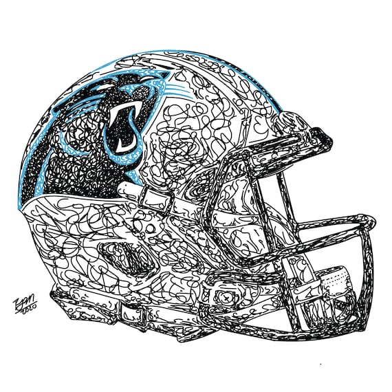 Carolina panthers helmet drawing digital download with color