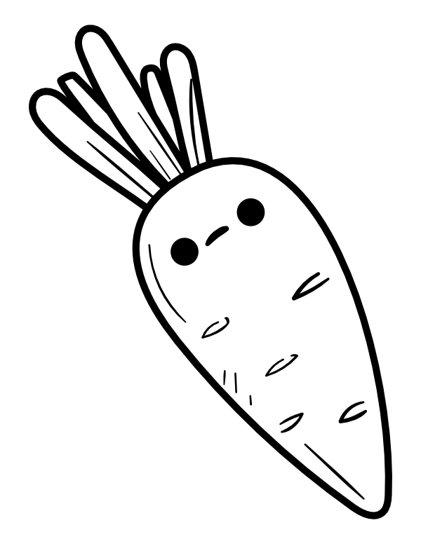 Printable kawaii carrot coloring page