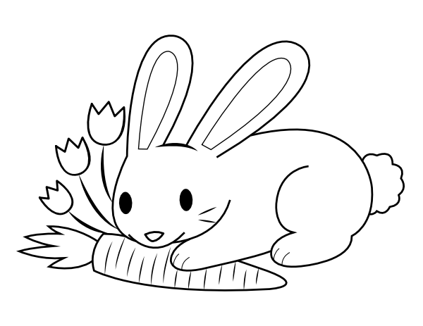 Printable bunny and carrot coloring page