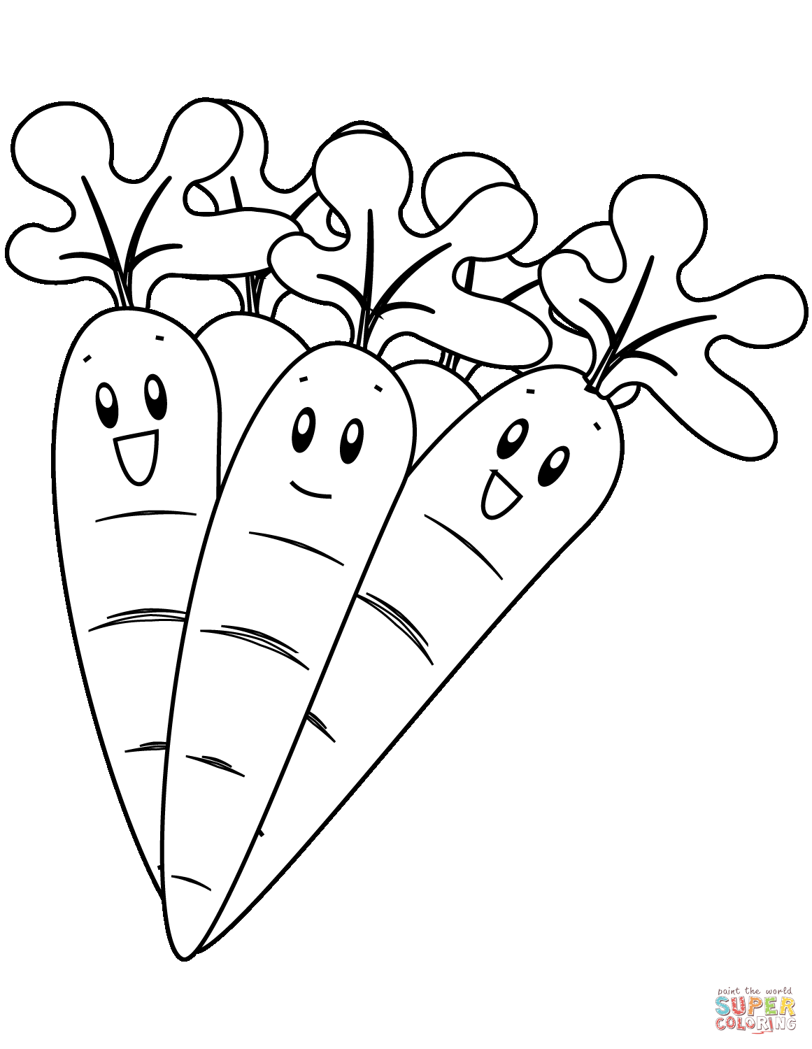 Happy carrots coloring page free printable coloring pages